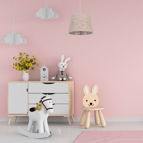 Relaxdays Lampadario per la Cameretta con Stelle, Paralume in Stoffa  Stellato Rotondo, da Soffitto Bambini, rosa