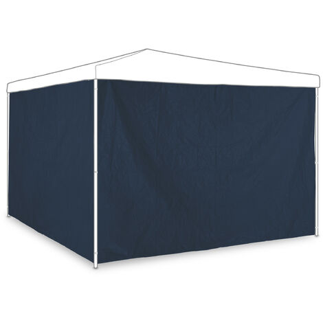 Relaxdays Tende per Gazebo Laterali, Set da 2, Telo Impermeabile in PVC,  Pareti 3x2 m, 1 con Finestra, Parasole, Blu