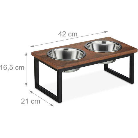 Ciotole Rialzate Per Cani Relaxdays 4,5 L – Supporto Regolabile In Altezza, Antiscivolo, Acciaio Inox, HxLxP 42x61x29 Cm, Per Cani Di Taglia Media E Grande
