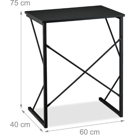 Relaxdays Tavolino da PC, H x L x P: 75 x 60 x 40 cm, Mini Scrivania da  Computer, Porta Laptop, da Studio, Ferro, Nero