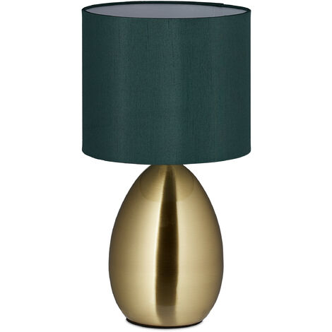 Relaxdays Lampada Da Tavolo Touch Argento E Bianco Con Paralume In Cotone, Design Moderno Per Comodino
