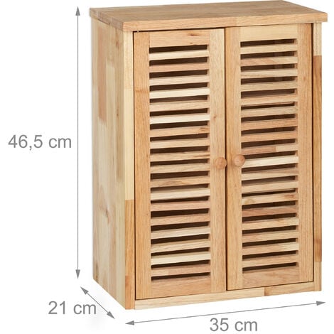Mobiletto Da Bagno Pensile Relaxdays - Legno Noce 42x42x18 Cm | 2 Scomparti Con Anta A Grate