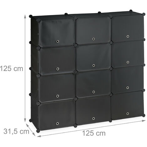 Relaxdays Scarpiera Armadio, HxLxP 90x94x37 Cm, Portascarpe 10 Scomparti, Scaffale Sistema A Incastro Plastica Nero 85413867