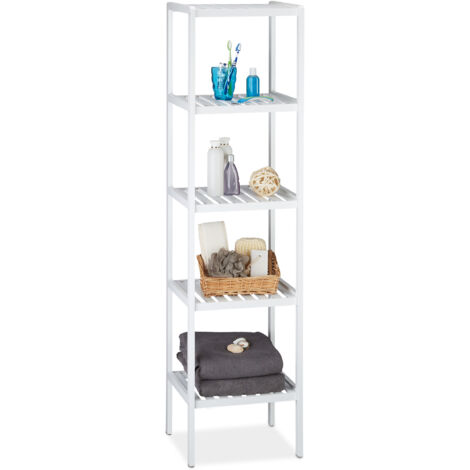 Relaxdays Scaffale da Bagno, 4 Ripiani, Libreria Mobiletto Salvaspazio