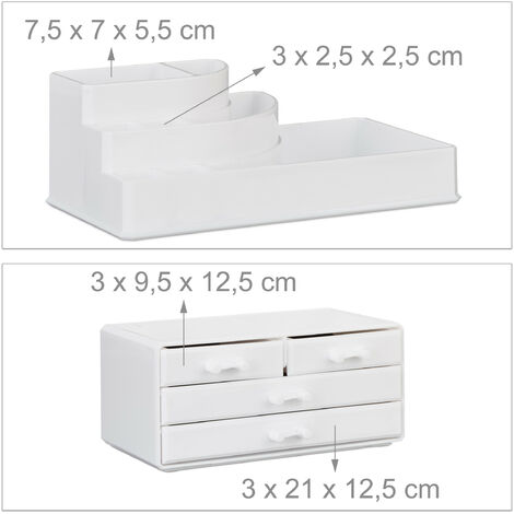 Relaxdays Organizer Trucchi con 4 Cassetti, Portatrucchi Organizzatore da  Bagno, per Rossetti, Smalti Gioielli, Bianco