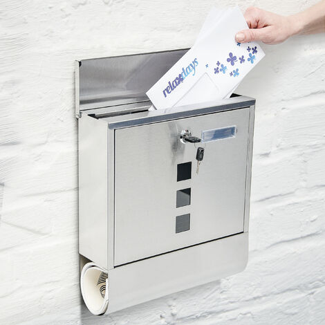 Relaxdays Cassetta Postale Moderna A4 - Acciaio Nero E Giallo Con Serratura - Foto 8