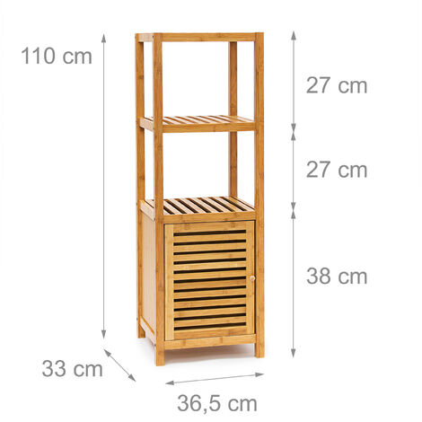 Mobile scaffale armadietto bagno salvaspazio bambù porta ripiani HLP  80x35x35 cm