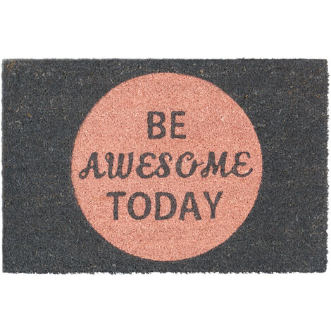 Relaxdays Zerbino Ingresso Casa, 60x40 cm, Tappetino “BE AWESOME TODAY”, Tappeto  Antiscivolo,Interni & Esterni, Rosa