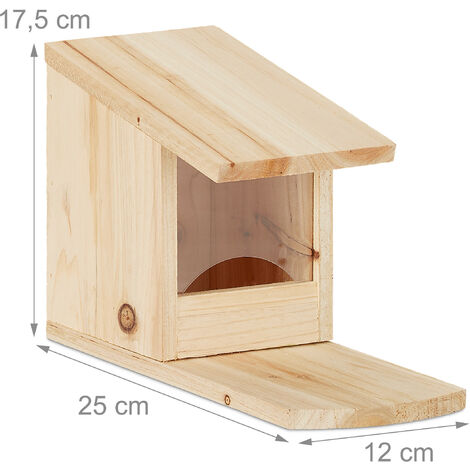 Mangiatoia Per Scoiattoli Relaxdays - In Legno Di Abete, 17.5x12x25cm, Con Finestra, Da Terra - Foto 8