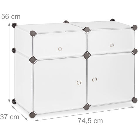 Relaxdays 1002198450 Scaffale componibile con Ante, Scarpiera Armadio 4  Scomparti, Plastica, 56 x 75 x 37