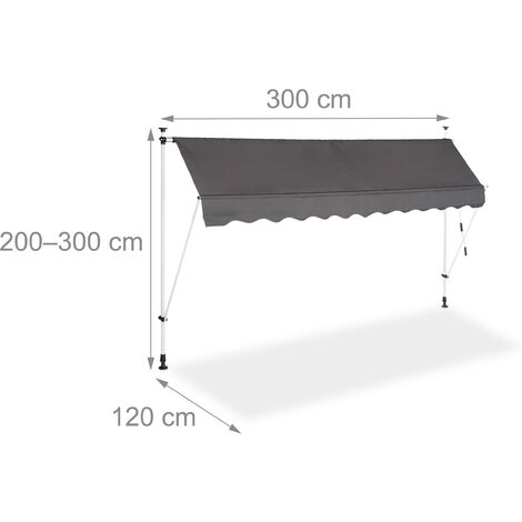 WOLTU Tenda da Sole per Esterno. Tenda Parasole senza Perforazione. Telo  Ombreggiante con Manovella. Altezza Regolabile. per Balcone. Veranda.  Terrazza. 250 cm. Grigio carbone