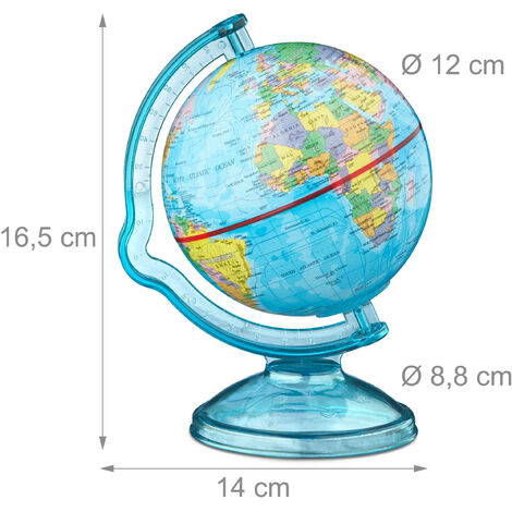 10x Salvadanaio a Forma di Mappamondo, Mappa Politica del Mondo, Scritte in  Inglese, HLP 16,5x14x14