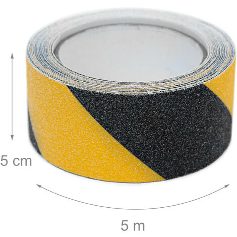 10x Nastro Adesivo Antiscivolo 5 m, Tape Grip Antisdrucciolo per Gradini,  Skateboard, Indoor, Outdoor, Nero Giallo