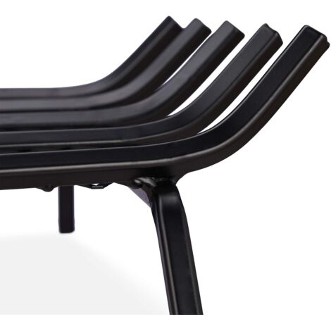 Brucialegna Da Camino In Acciaio Con Grill - Supporto Legna 17x69x34 Cm Nero Per Interni/Esterni - Foto 5