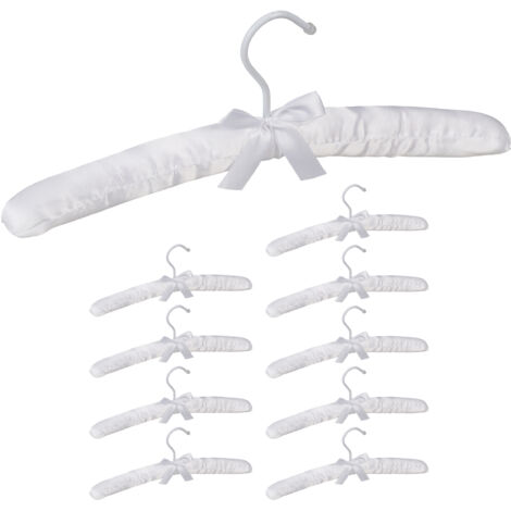 50 Grucce Appendiabiti in Raso, in Set, Imbottite, Gancio Girevole a 360°, Fiocco Decorativo, 38 cm, Bianche