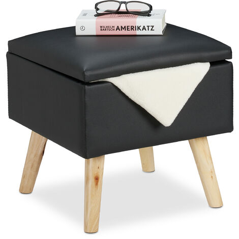 Relaxdays Pouf Contenitore in Ecopelle, HxLxP 40 x 40 x 40 cm