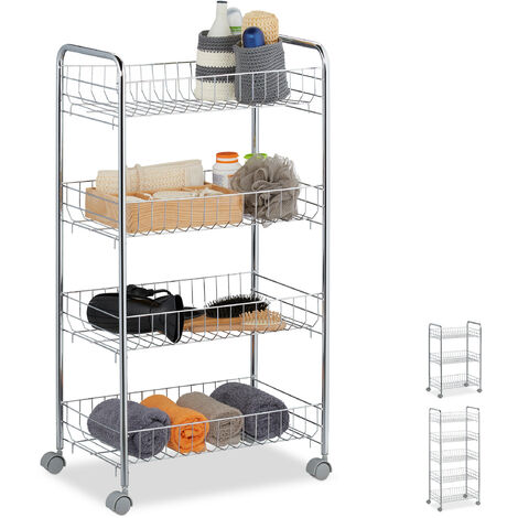 Carrello Salvaspazio Cucina Bagno Scaffale Portaoggetti Multiuso Nero