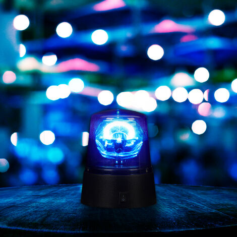 4x Polizia Party, LED Lampeggiante Blu con Riflettore Girevole a Batteria,  senza Fili, posizionabile ovunque, blu