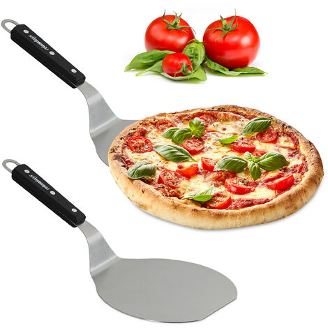 2x Pala per Pizza con Manico in Legno, Rotonda, da Appendere, 16,5x17,5 cm,  da
