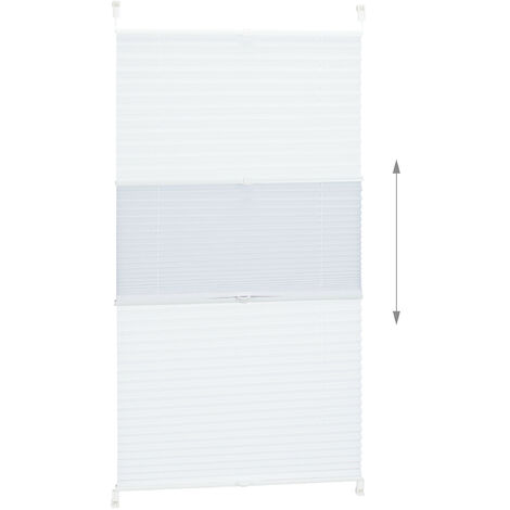 Set da 4 Tende Plissettate a Rullo, in Tessuto e Poliestere, per Interni,  Senza Trapano, HxL 90x210 cm, Bianco