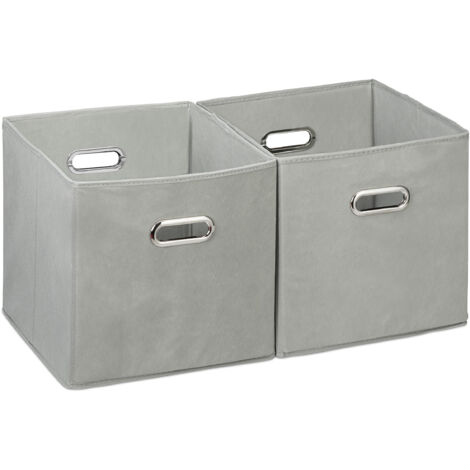6x Cestini Porta-Oggetti, senza Coperchio con Manico, Pieghevole, Ceste Quadrate di Stoffa 30 cm, Grigio