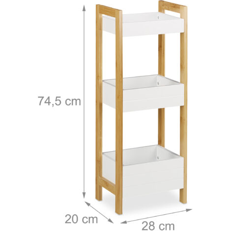 Relaxdays Scaffale Bagno In Bambù, Mobile In Legno Autoportante Con 3 Cestini, Per Cucina, HLP - 7