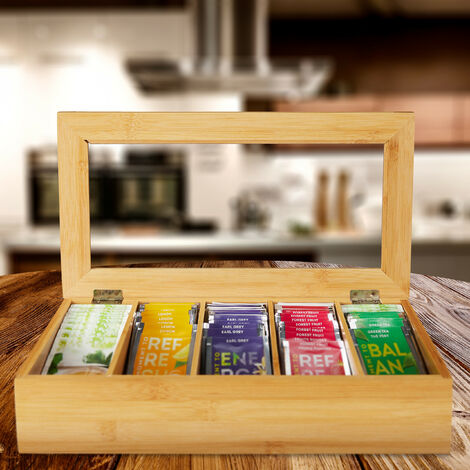 Relaxdays Scatola Organizer 9 Scomparti Porta Bustine da Tè e Tisane