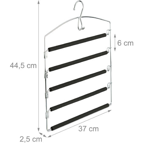 1x Grucce per Pantaloni Salvaspazio, Appendiabiti Multiplo Imbottito in  Metallo, HLP: 44,5x37x2,7 cm argento/