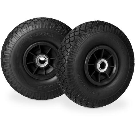 Ruote Per Carrello 3.00-4 - 4 Pezzi In Gomma Piena Antipneumatici, Asse 20mm, Portata 100 Kg