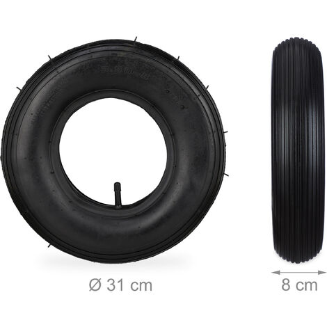 Relaxdays Set Di 2 Ruote 3.00-4 Per Carriola, Ad Aria, 260x85 Mm Cerchione In Acciaio Max100 Kg Nero Rosso 49829878 - 9