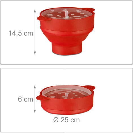 1x Popcorn Maker in Silicone da Microonde, Pop Corn Popper Pieghevole,  Senza Olio, Ciotola Cuoci Pop-corn, Rosso