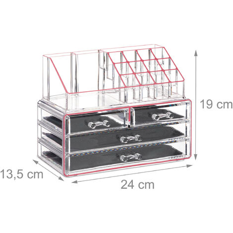 2x Organizer Make-up Piccolo, Contenitore con Porta-Rossetti e 4