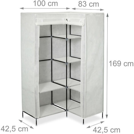 1x Armadio Componibile ad Angolo, 3 Generazione, Mobile Angolare 8 Ripiani,  2 Aste Appendiabiti, 169x100x83 cm