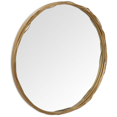 Specchio Rotondo con Cornice in Metallo Design Moderno Specchio da Parete Sospeso Specchio Decorazione Muro per Bagno Corridoio Soggiorno 50cm-Nero 
