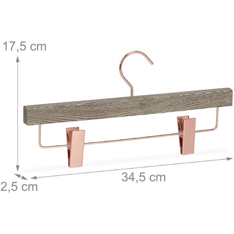 50x Grucce a Clip, Set di Stampelle per Pantaloni & Gonne con Molletta,  Legno con Venature