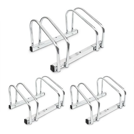 3x Stand Portabici per Biciclette, Montaggio alla Parete e al Pavimento,  Acciaio, HLP: 26 x 40