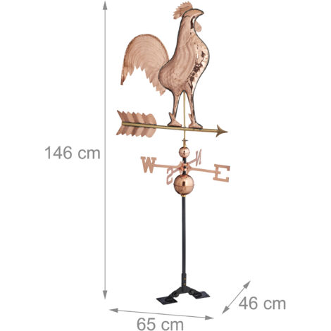Segnavento Con Gallo In Metallo - Banderuola Da Tetto Per Giardino Vintage - Foto 6