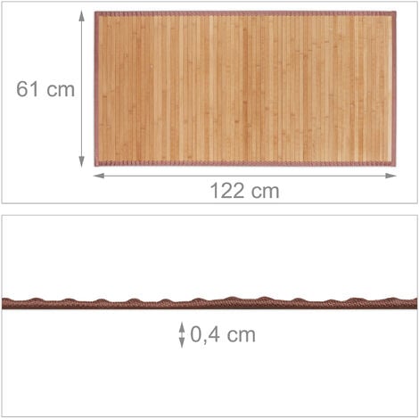 Relaxdays Tappeto in Bambù, Resistente all'Umidità, Antiscivolo, Bordi in  Tessuto, Bagno, 61x122cm, Legno Naturale