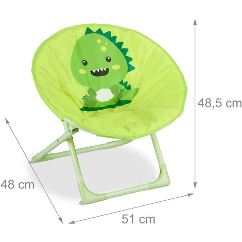 Relaxdays Moon Chair, Sedia Pieghevole Ultraleggera per Bambini e Bambine,  Interni e Esterni, Poltroncina, mostro verde