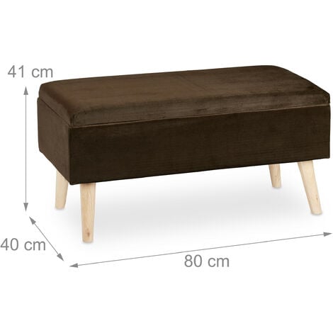 Panca Contenitore Relaxdays - 80x40x41cm, 40L, Seduta Imbottita, Legno, Nero, Per Corridoio/Salotto