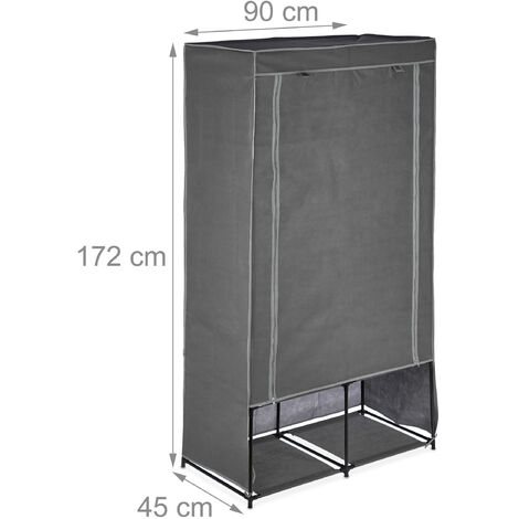 Armadio Pieghevole In Tessuto Relaxdays Con 6 Ripiani E 2 Aste | Salvaspazio Per Camera E Campeggio | Grigio Antracite - Foto 8