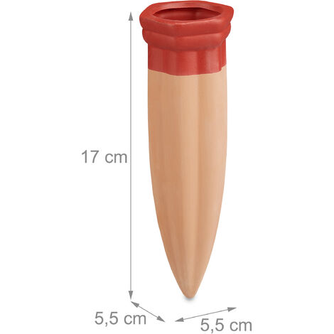 Relaxdays Set Irrigazione a Goccia, Set da 4 Coni per Piante, Innaffiatori per Bottiglie da 1,5 L in Pet, Terracotta