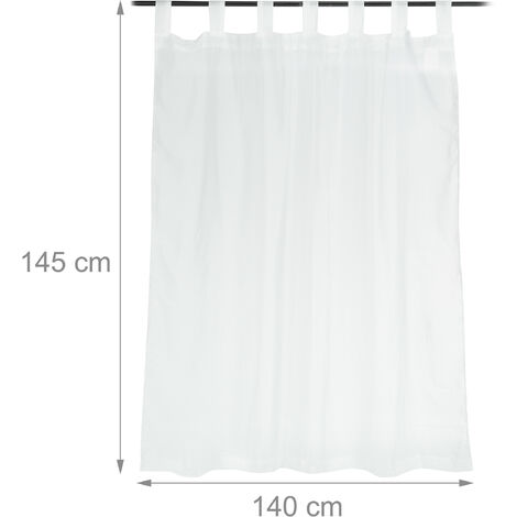 2x Tende da Soggiorno, HxL: 245 x 140 cm, Trasparenti, per Camera da Letto,  Varie Misure, Moderne, Voile, Bianco