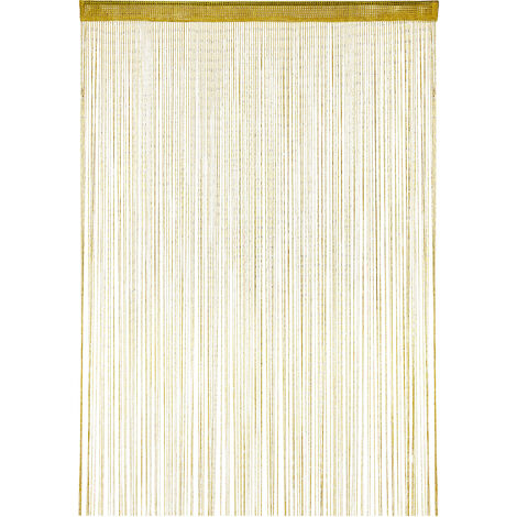 Relaxdays Tenda a Fili, Accorciabile, 145 x 245 cm, con Passante, per Porte  e Finestre, Frange Divisorie, Separé, Oro