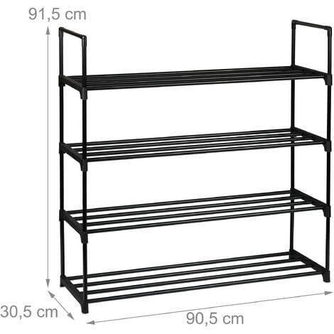 Relaxdays Scarpiera in Metallo, 4 Ripiani, fino a 16 paia di Scarpe, in Acciaio  e Plastica