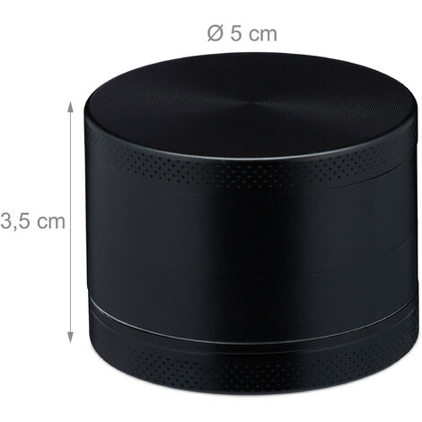 2x Grinder, 4 Parti, Setaccio, Raccogli Polvere, Spatola, Coperchio  Magnetico, Macinino, ∅: 5 cm, Nero