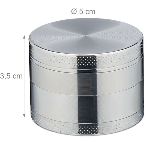 10x Grinder, 4 Parti, Setaccio, Raccogli Polvere, Spatola, Coperchio  Magnetico, Macinino, ∅: 5 cm, Argento