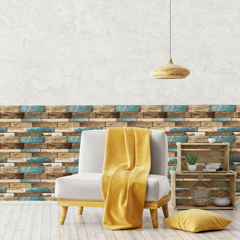 40x Pannelli Autoadesivi 3D da Ritagliare, Carta da Parati, HxL 70x70 cm,  Aspetto Legno, Adesiva, Natura/