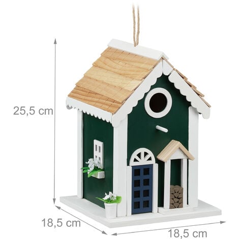 Mangiatoia Per Uccelli Da Appendere - Stile Casa Di Campagna, Legno Di Pioppo, 23.5x18x18 Cm - Foto 10