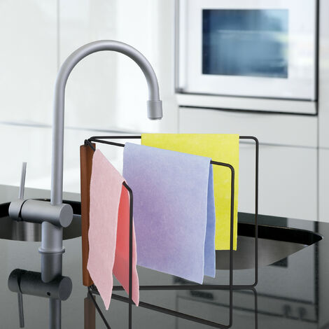 Supporto Porta Strofinacci Relaxdays - 3 Bracci Pieghevole, Metallo E Legno, 25x27 Cm - Foto 5